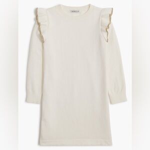 J. Crew Crewcuts Girls Off-White Ruffle Long Sleeve Sleeve Sweater Dress Size 14